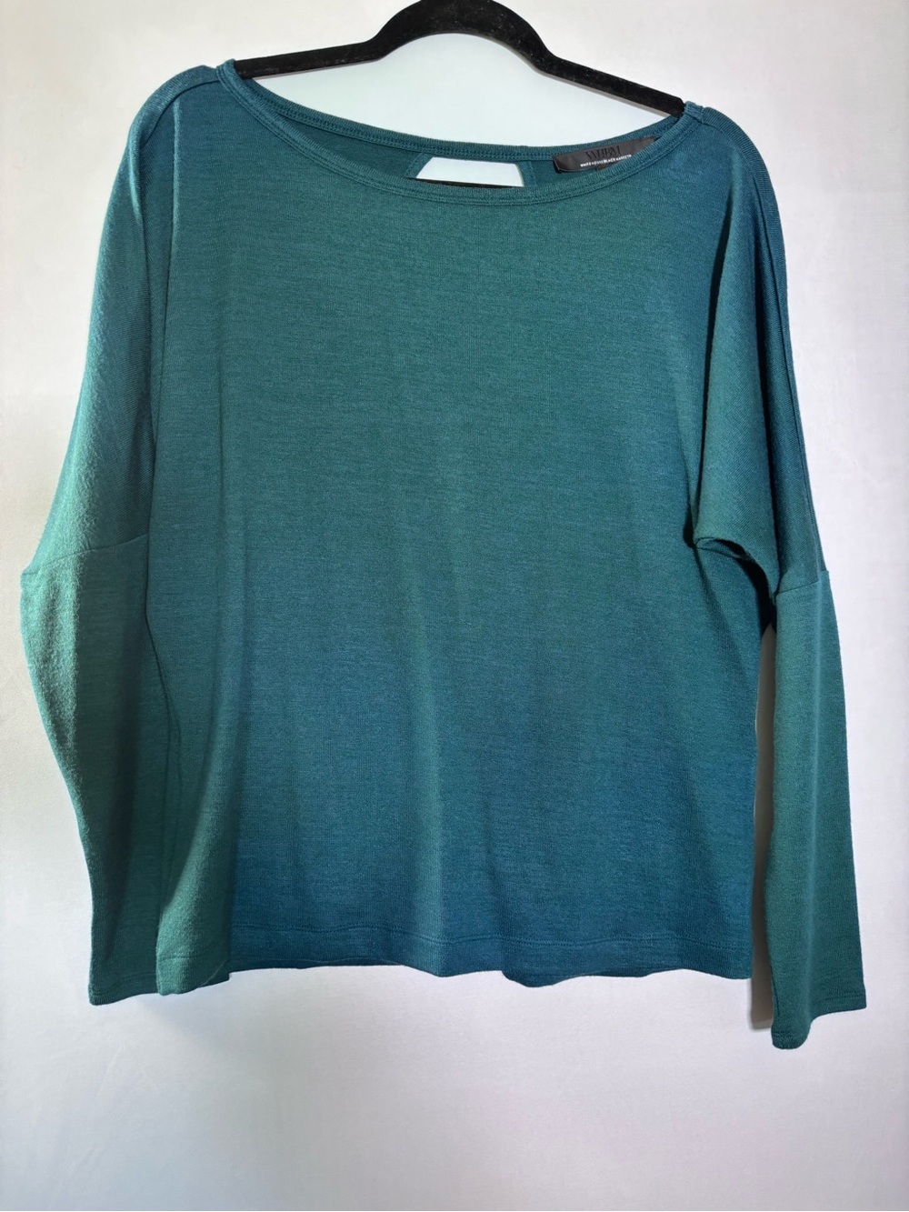Women’s Green Long-Sleeve Boatneck Top - Lightweight Casual Sweater Size Medium